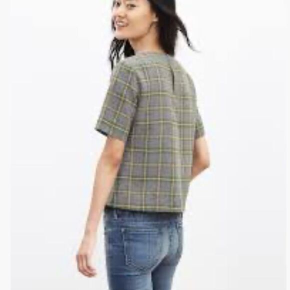 Banana Republic Plaid Lace-Trim Tweed Top size Medium - Picture 8 of 11